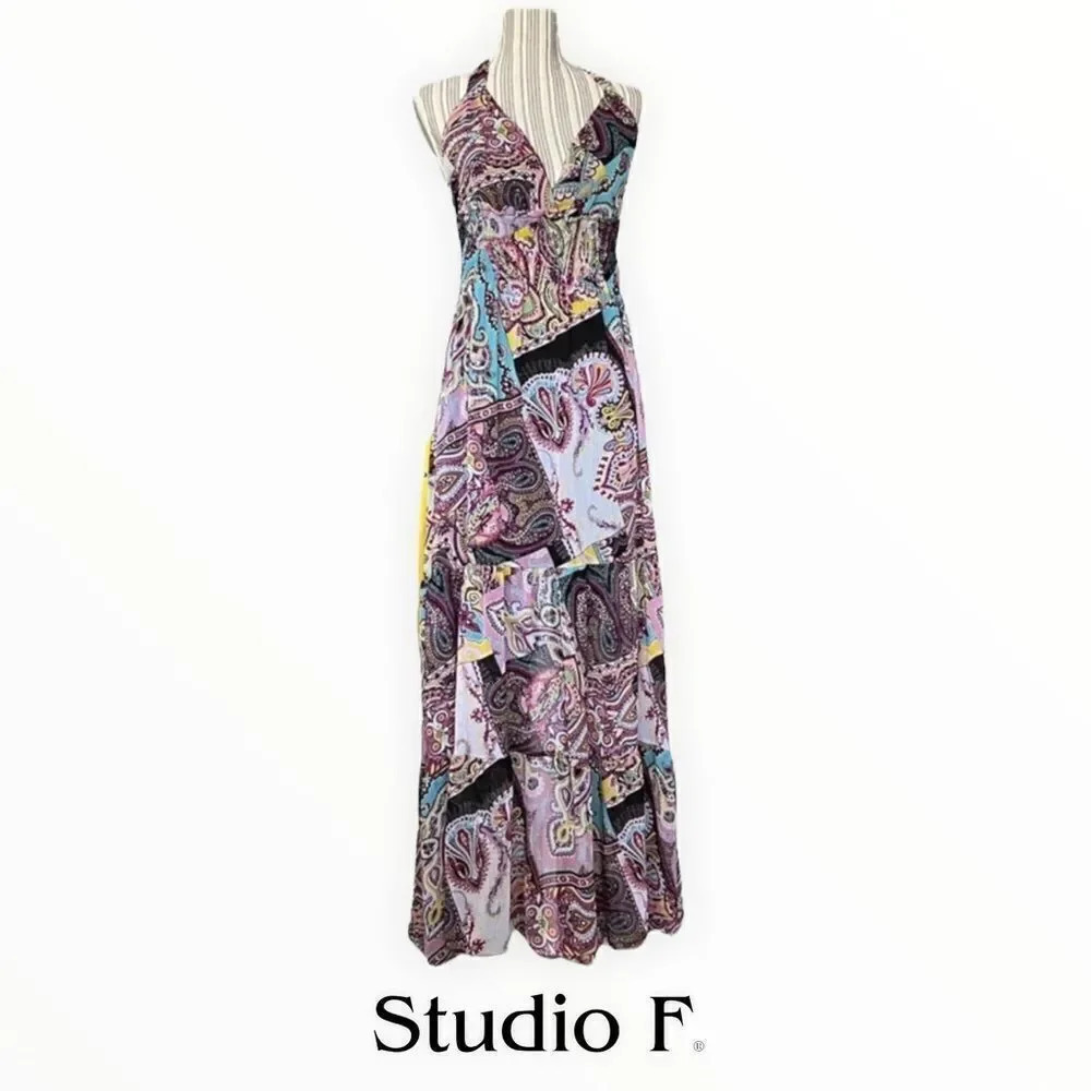 STUDIO F | Multicolored | Halter Smocked Waist Printed Dress